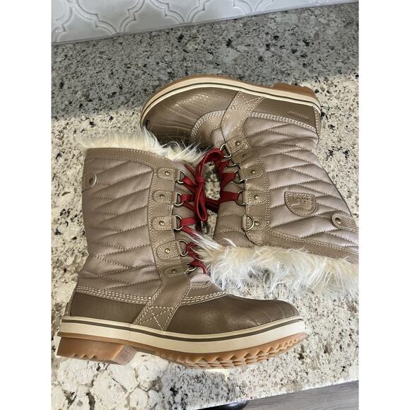 Sorel Tofino II Boots Women’s 6 Taupe Waterproof Winter Faux Fur Cuff - Picture 4 of 10